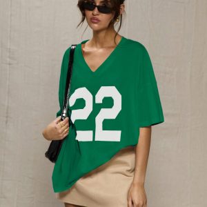 MUSERA Sport Green Oversized Baseball T Shirt