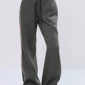 MUSERA Baggy Wide Leg Contrast Binding Sweatpants