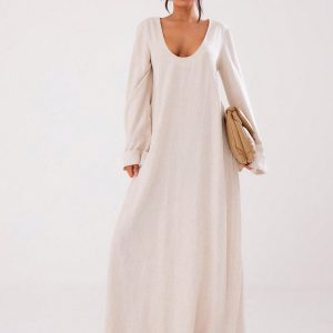 MUSERA Summer Loose Fit Low V Maxi Dress
