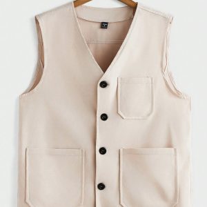 Manfinity KASUA Men??s Solid Color Minimalist Sleeveless Casual Vest