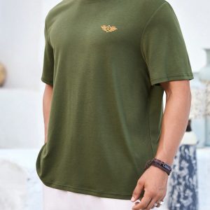 Manfinity KASUA Men??s Green T-Shirt, Casual Daily Floral Print, Comfortable & Breathable