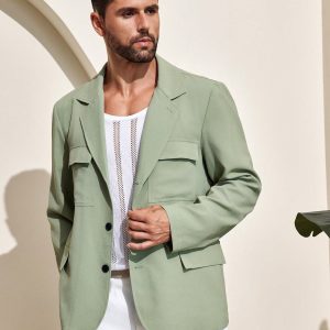 Manfinity KASUA Men??s Plain Simple Daily Wear Long Sleeve Suit Jacket