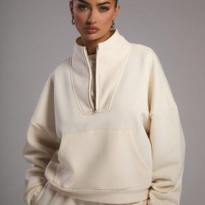 MUSERA Fall Clothes Funnel Neck Half Zip Sweat