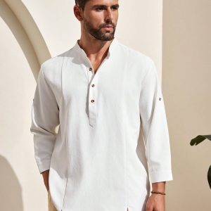 Manfinity KASUA Men??s Solid Color Simple Daily Casual Shirt