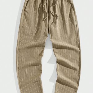 Manfinity KASUA Men??s Line Print Simple Daily Casual Long Pants