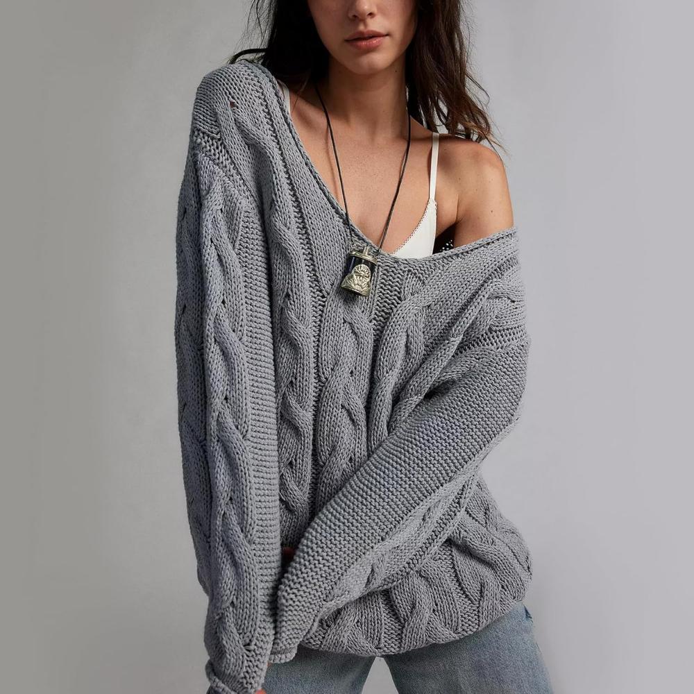 Oversized Cable Knit Pullover With Textured Design - Image 15