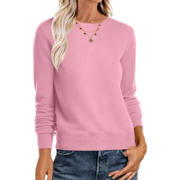 Soft Basic Long Sleeve Crew Knit Pullover Sweater Top With Loose Fit Style - Image 13