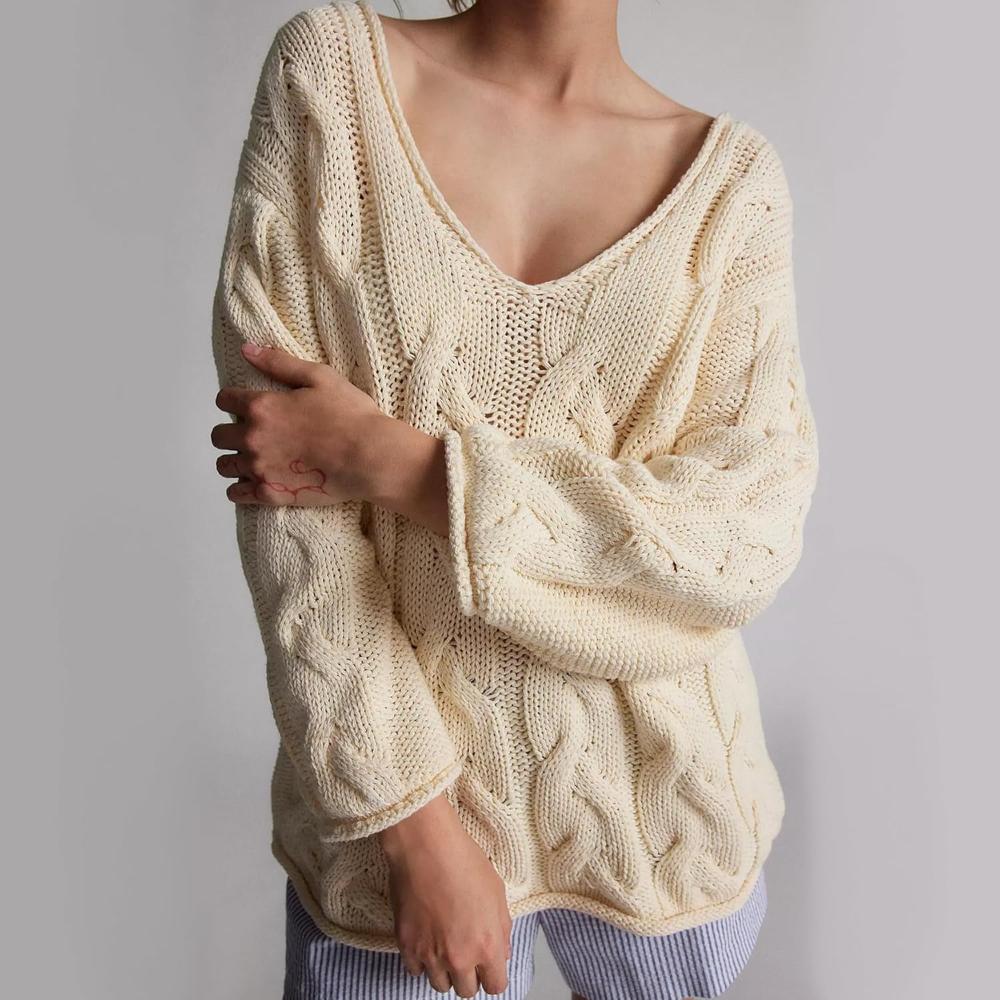 Oversized Cable Knit Pullover With Textured Design - Image 22