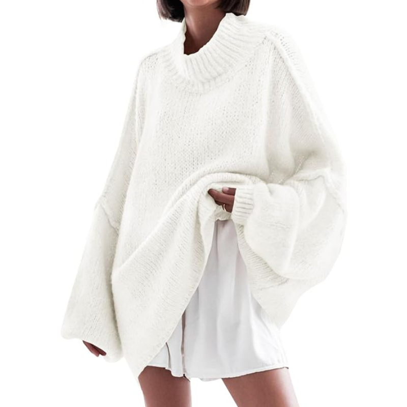 Oversized Ribbed Casual Sweater With Long Batwing Sleeve For Women - Image 13