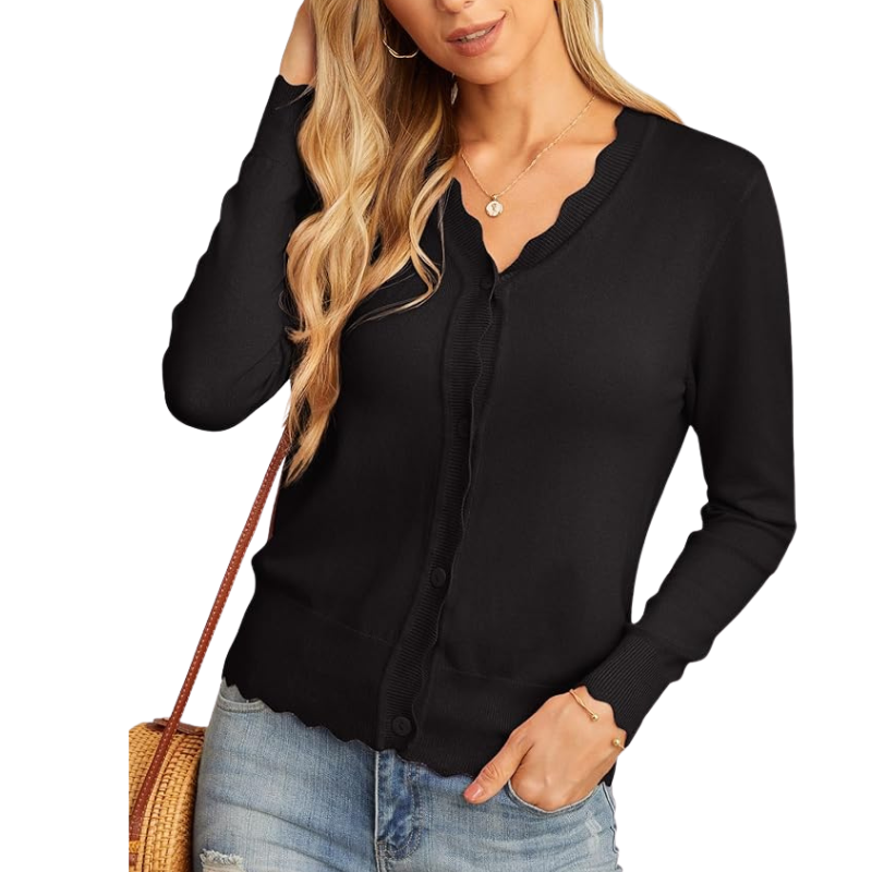 Long Sleeve Knit Design Cardigan With Button For Women - Image 3