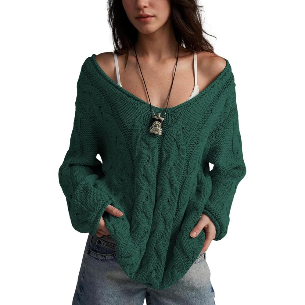 Oversized Cable Knit Pullover With Textured Design - Image 4