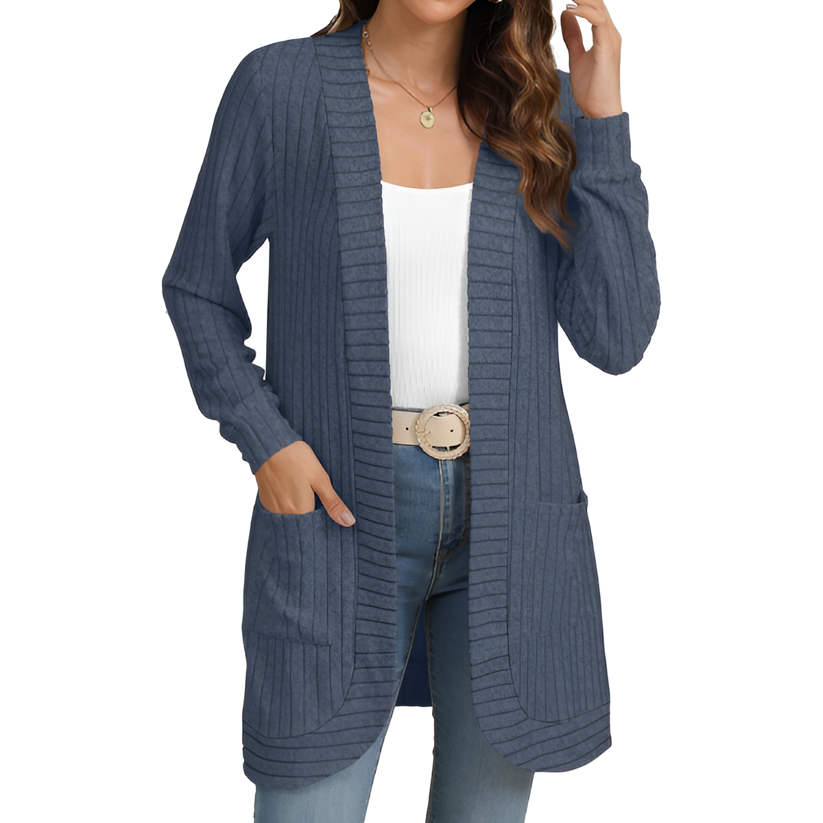 Women Long Sleeve Open Front Cardigan Casual Lightweight Long Cardigans Loose Knit Outwear with Pockets - Image 18