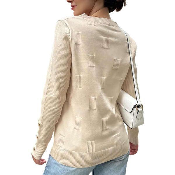 Long Sleeve Lightweight Ribbed Knit Pullover For Women - Image 15