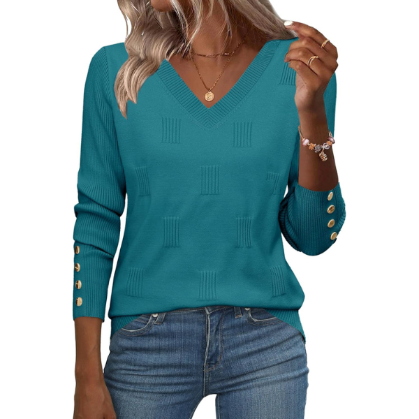 Long Sleeve Lightweight Ribbed Knit Pullover For Women - Image 7