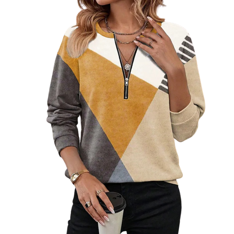 Quarter Zip Patterned Pullover - Image 2