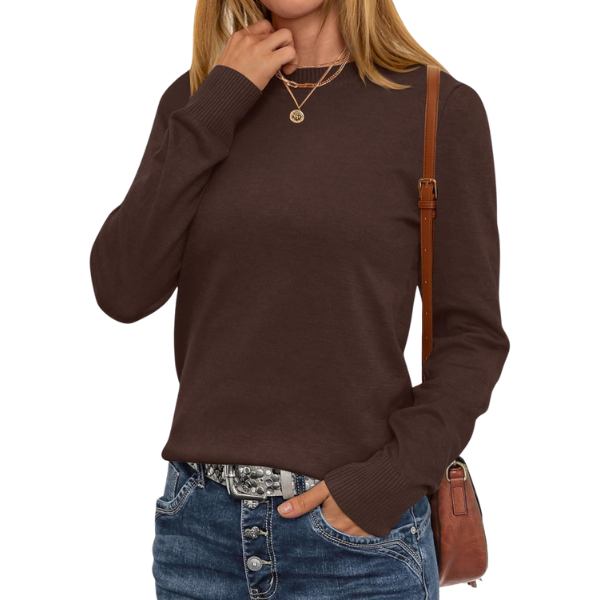 Soft Basic Long Sleeve Crew Knit Pullover Sweater Top With Loose Fit Style - Image 16