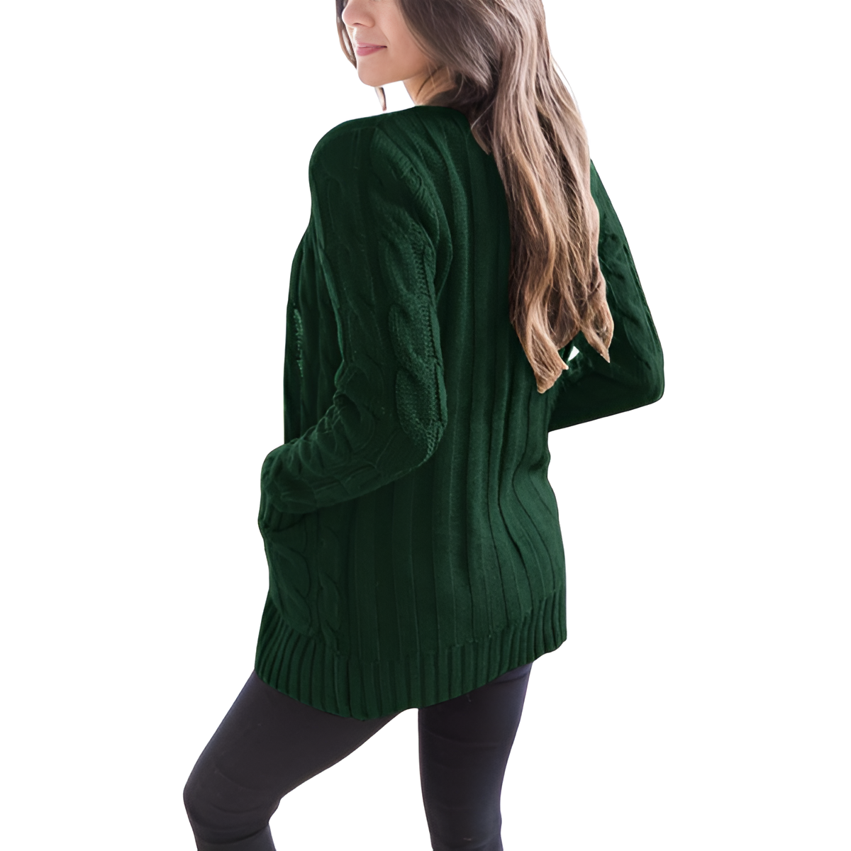 Cable Knit Button Front Open Cardigan - Image 14