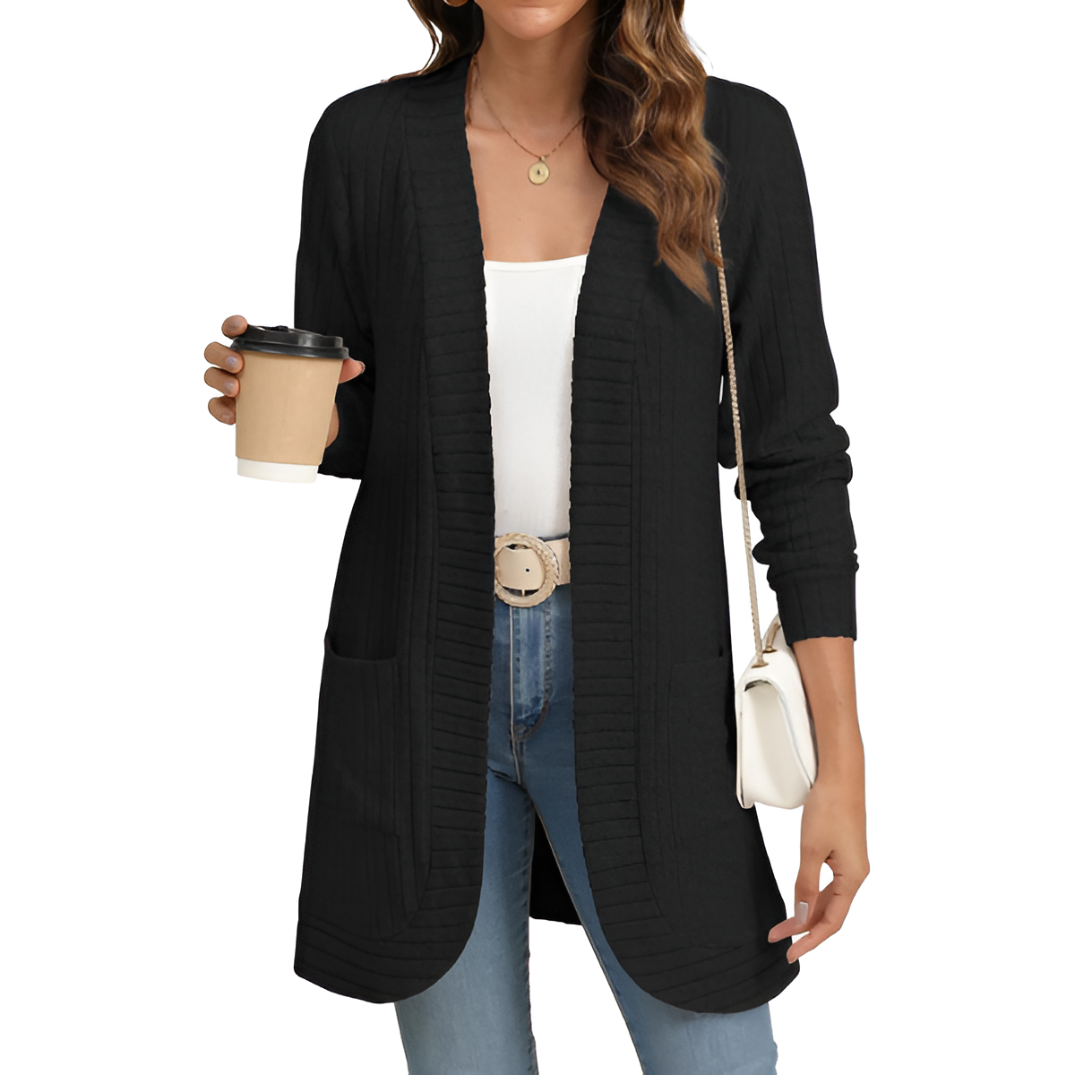 Women Long Sleeve Open Front Cardigan Casual Lightweight Long Cardigans Loose Knit Outwear with Pockets - Image 37