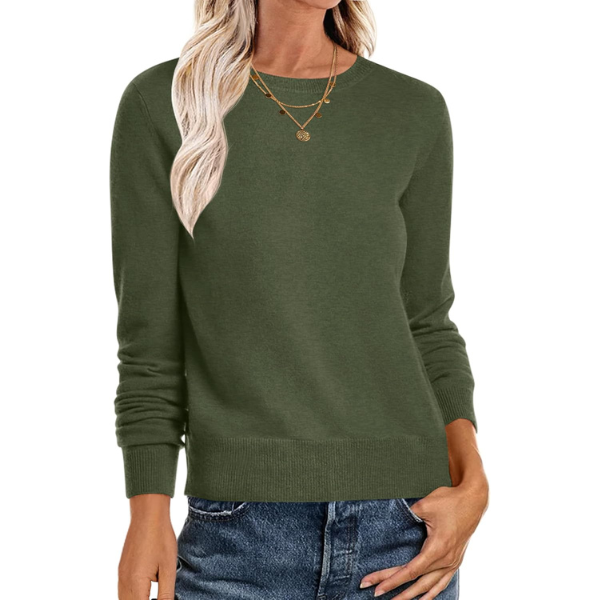 Soft Basic Long Sleeve Crew Knit Pullover Sweater Top With Loose Fit Style - Image 23