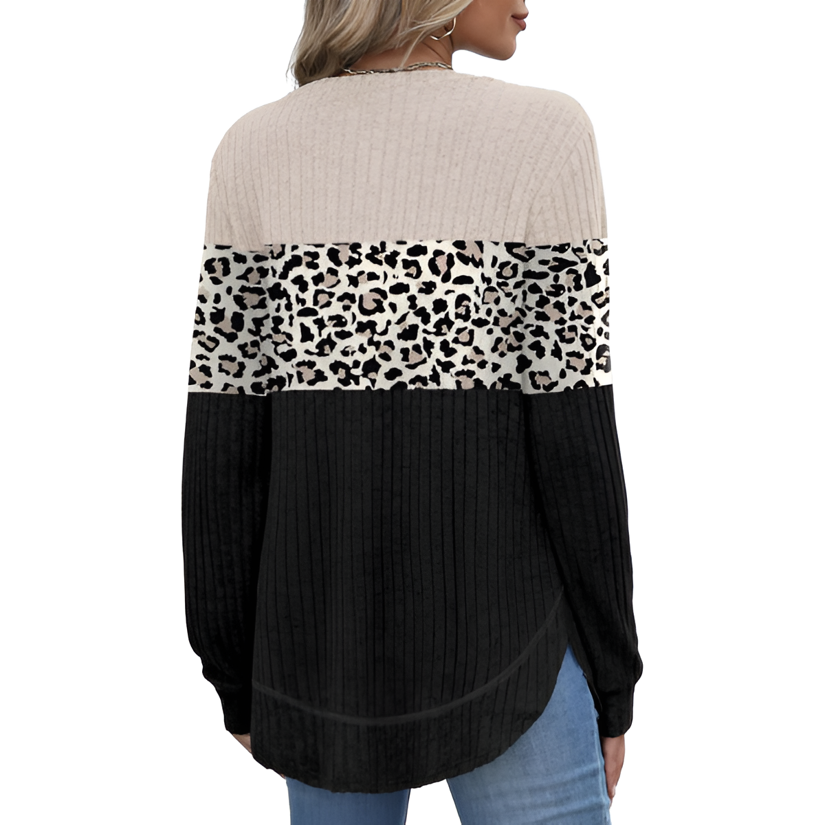 Dressy Long Sleeve Tunic Sweater With Curved Hem And Loose Fit For Women - Image 27