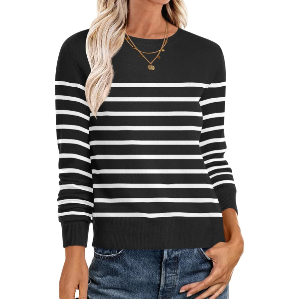 Soft Basic Long Sleeve Crew Knit Pullover Sweater Top With Loose Fit Style - Image 28