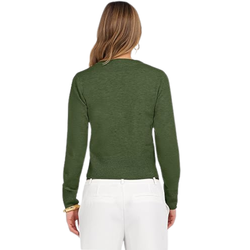 Cropped Long Sleeve Casual Lightweight Knit Sweater - Image 4