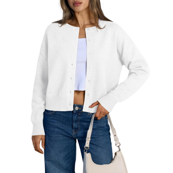 Cropped Lightweight Button Front Cardigan Sweater For Women - Image 39