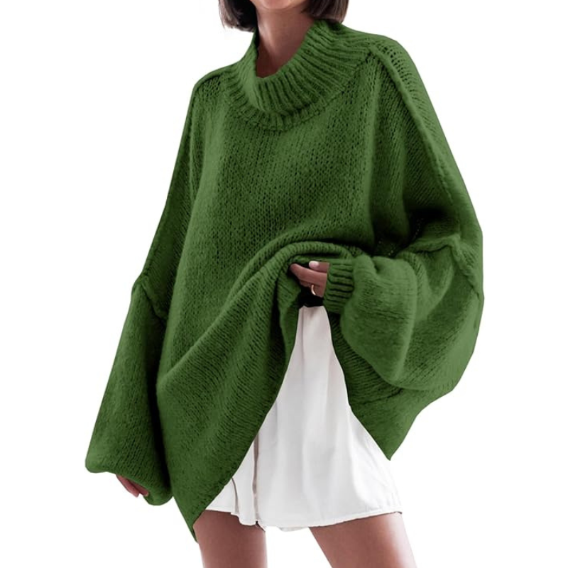 Oversized Ribbed Casual Sweater With Long Batwing Sleeve For Women - Image 17