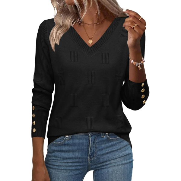 Long Sleeve Lightweight Ribbed Knit Pullover For Women