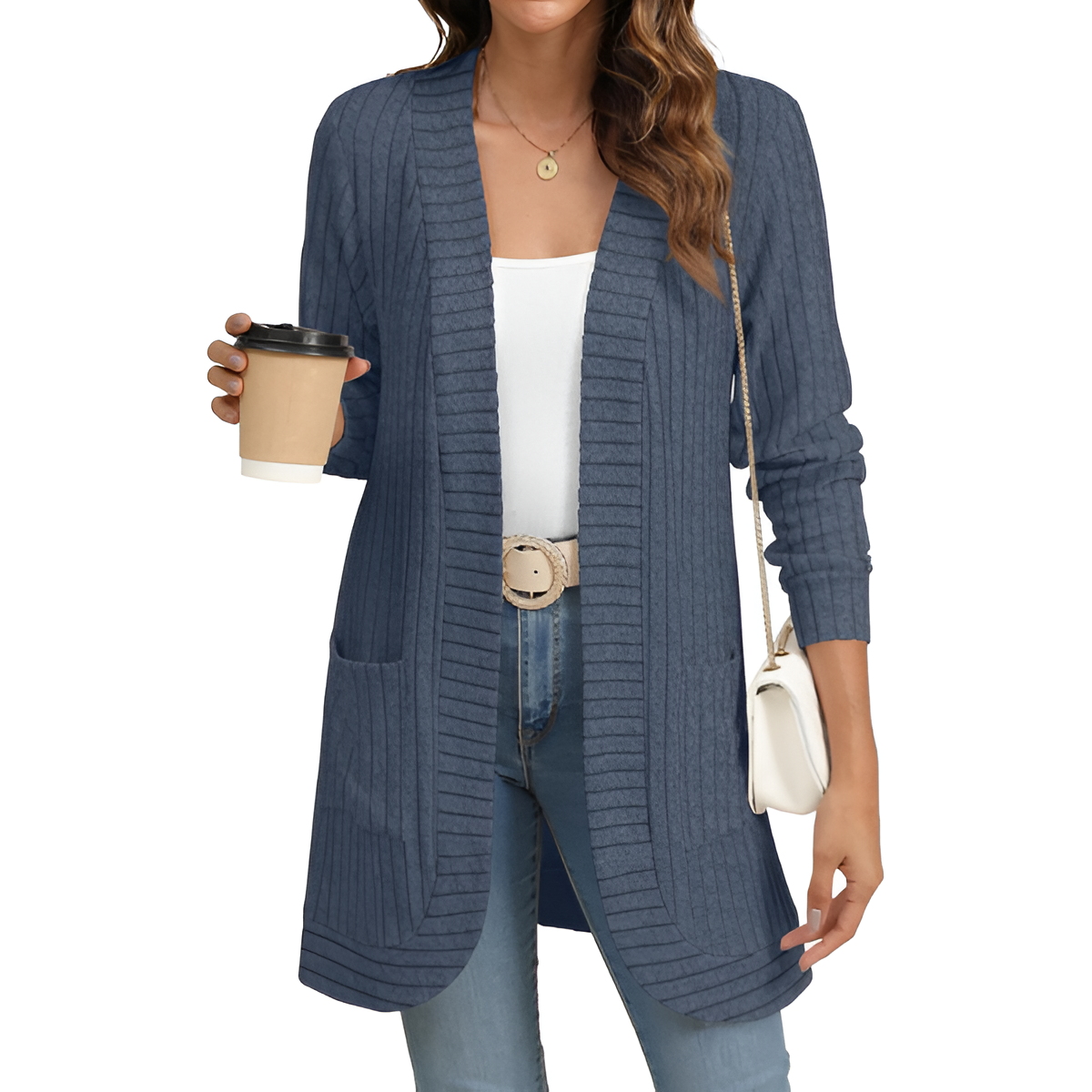 Women Long Sleeve Open Front Cardigan Casual Lightweight Long Cardigans Loose Knit Outwear with Pockets - Image 19