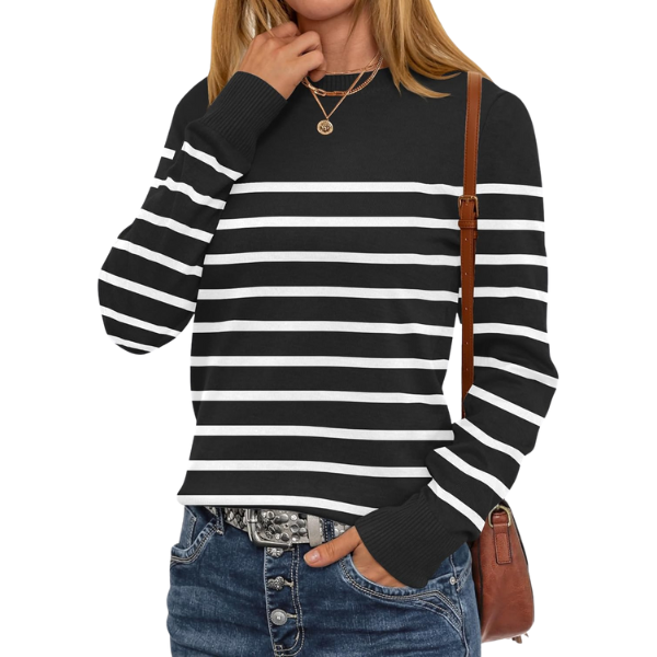 Soft Basic Long Sleeve Crew Knit Pullover Sweater Top With Loose Fit Style - Image 29