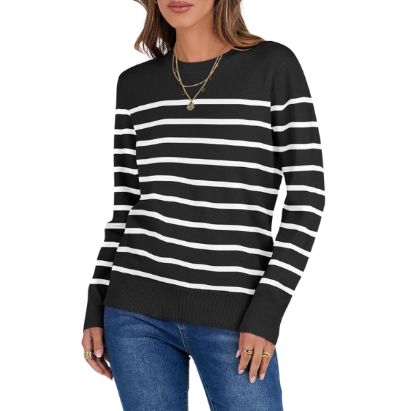 Soft Basic Long Sleeve Crew Knit Pullover Sweater Top With Loose Fit Style - Image 30