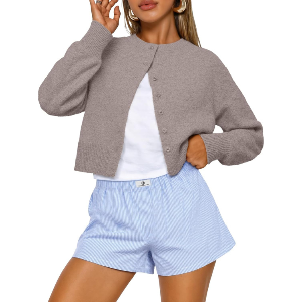 Cropped Lightweight Button Front Cardigan Sweater For Women - Image 15