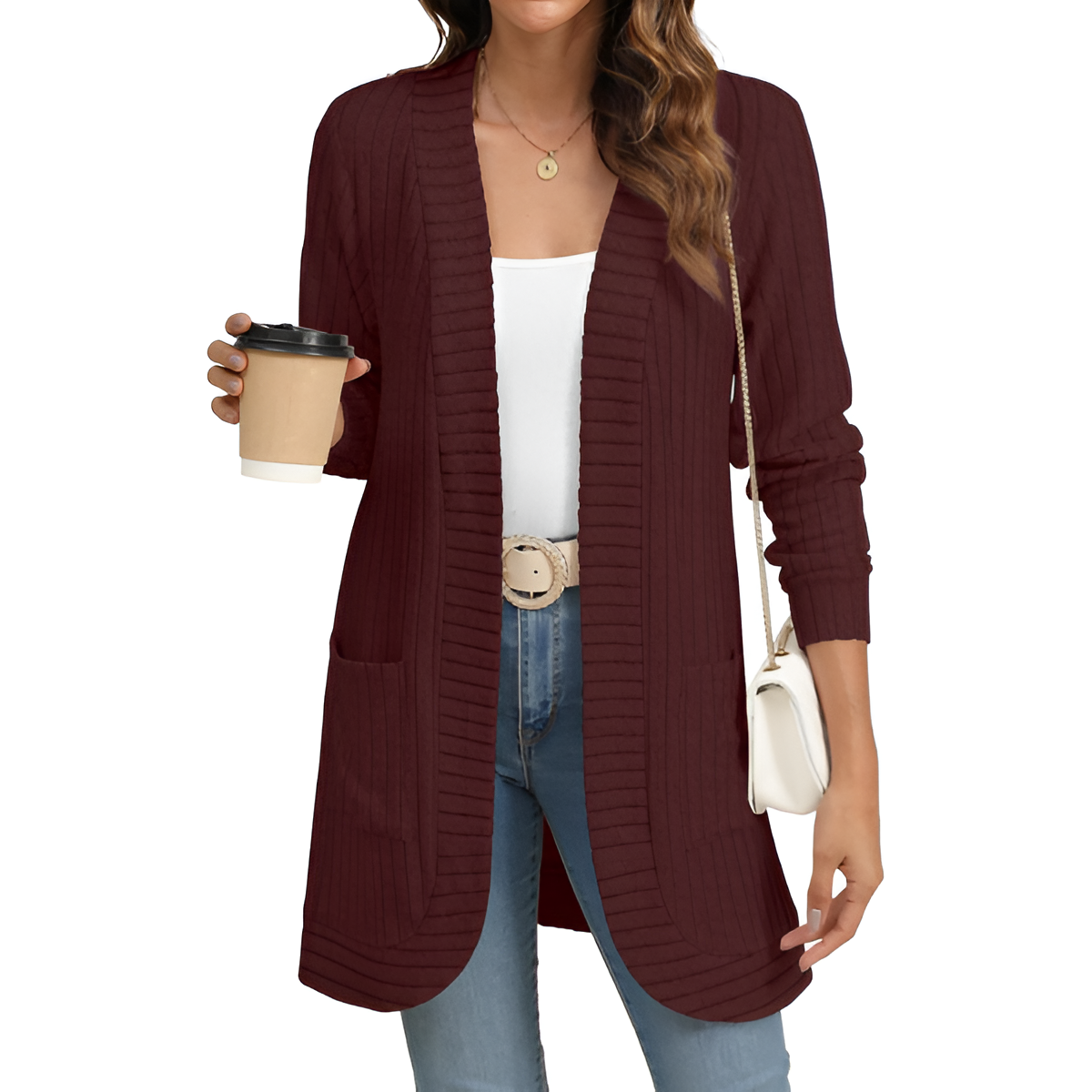 Women Long Sleeve Open Front Cardigan Casual Lightweight Long Cardigans Loose Knit Outwear with Pockets - Image 34