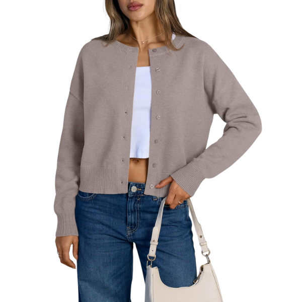 Cropped Lightweight Button Front Cardigan Sweater For Women - Image 14