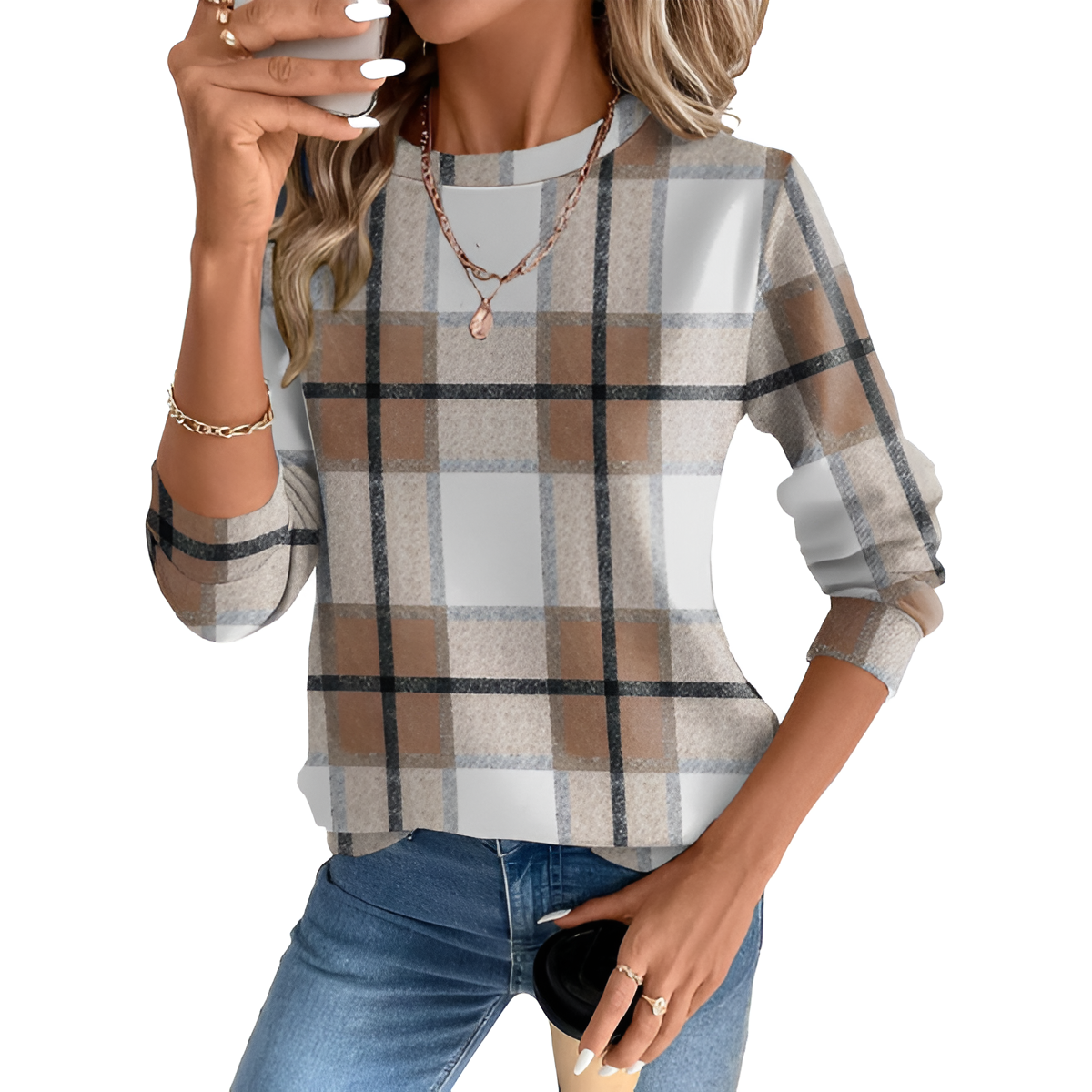 Dressy Long Sleeve Tunic Sweater With Curved Hem And Loose Fit For Women - Image 31