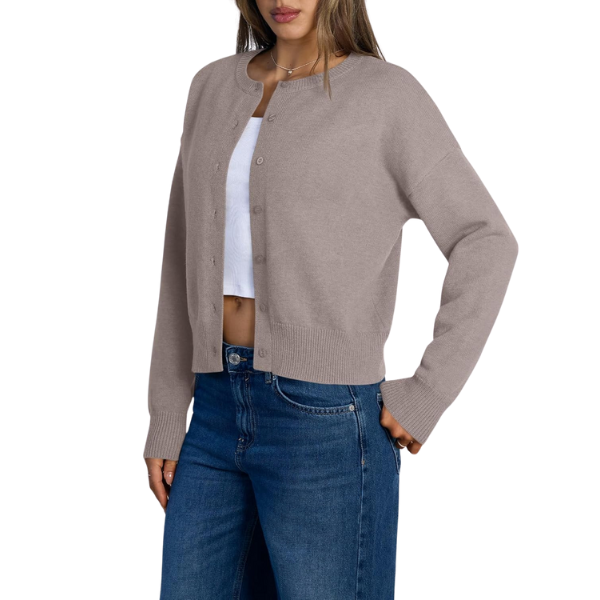 Cropped Lightweight Button Front Cardigan Sweater For Women - Image 16