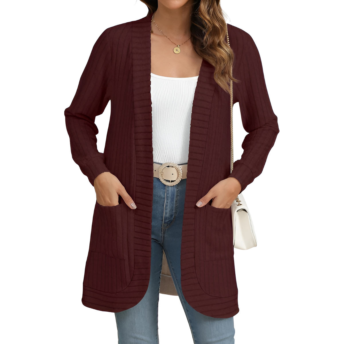 Women Long Sleeve Open Front Cardigan Casual Lightweight Long Cardigans Loose Knit Outwear with Pockets - Image 30