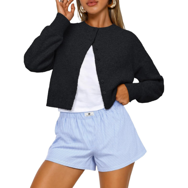 Cropped Lightweight Button Front Cardigan Sweater For Women - Image 10