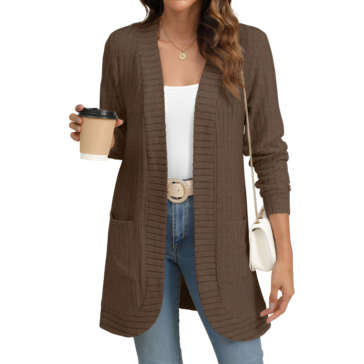 Women Long Sleeve Open Front Cardigan Casual Lightweight Long Cardigans Loose Knit Outwear with Pockets - Image 20