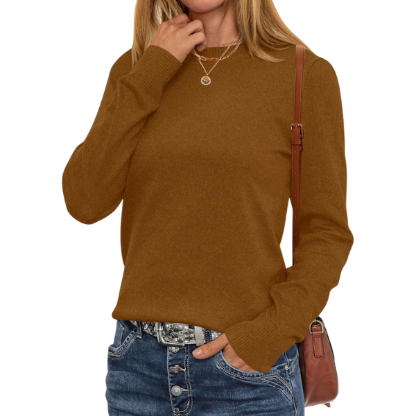 Soft Basic Long Sleeve Crew Knit Pullover Sweater Top With Loose Fit Style - Image 5
