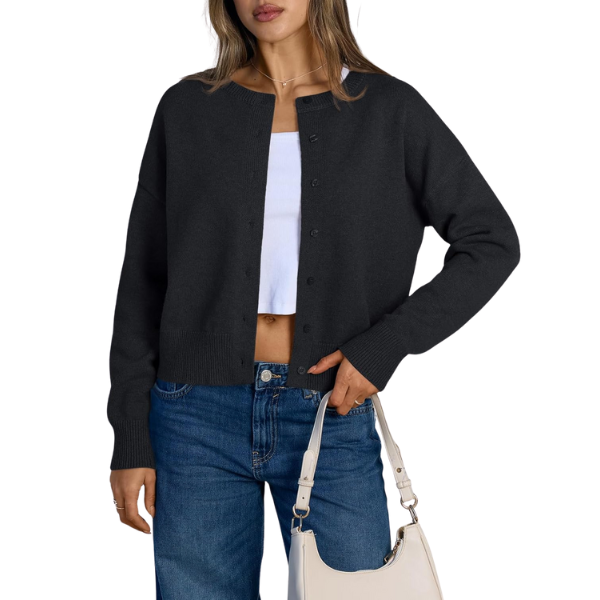 Cropped Lightweight Button Front Cardigan Sweater For Women - Image 13