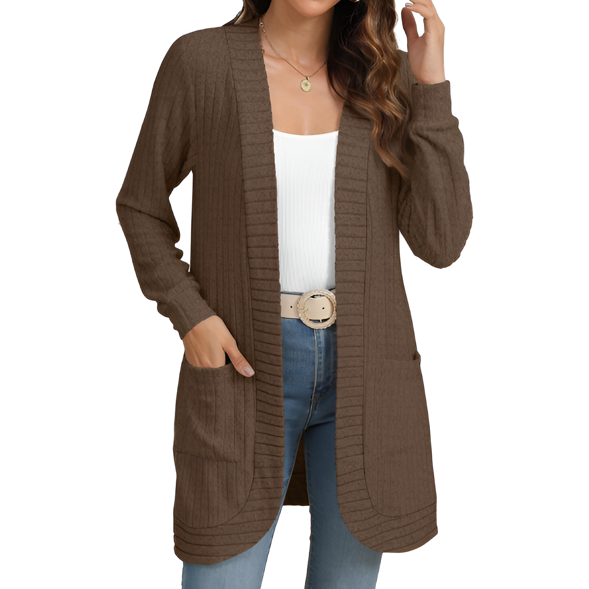 Women Long Sleeve Open Front Cardigan Casual Lightweight Long Cardigans Loose Knit Outwear with Pockets - Image 22