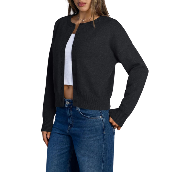 Cropped Lightweight Button Front Cardigan Sweater For Women - Image 12