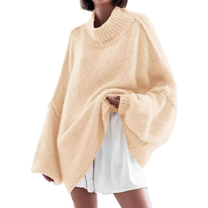 Oversized Ribbed Casual Sweater With Long Batwing Sleeve For Women - Image 7