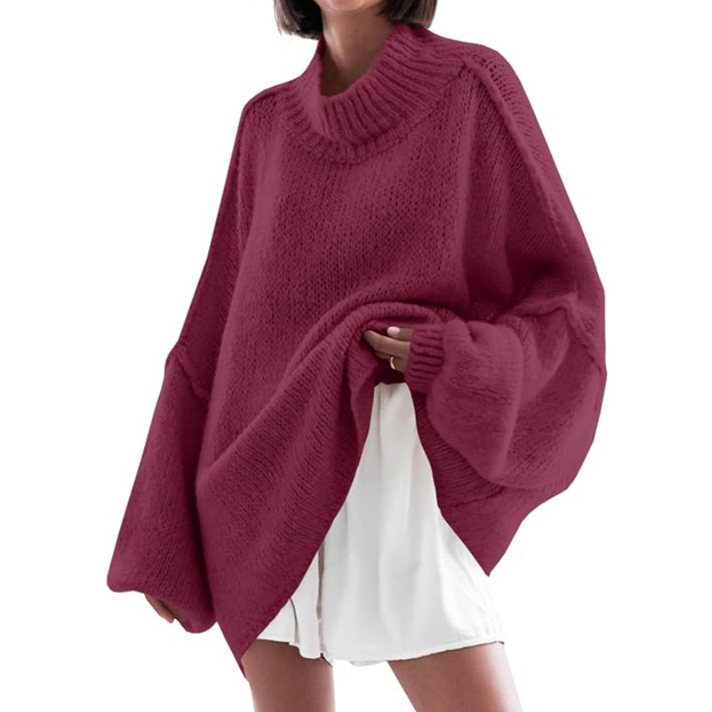 Oversized Ribbed Casual Sweater With Long Batwing Sleeve For Women - Image 19