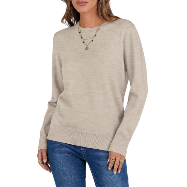 Soft Basic Long Sleeve Crew Knit Pullover Sweater Top With Loose Fit Style - Image 2