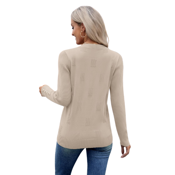 Long Sleeve Lightweight Ribbed Knit Pullover For Women - Image 34