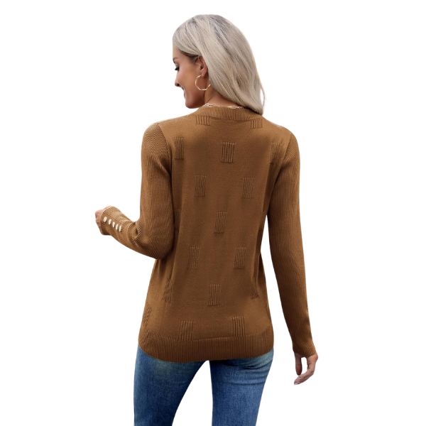 Long Sleeve Lightweight Ribbed Knit Pullover For Women - Image 25