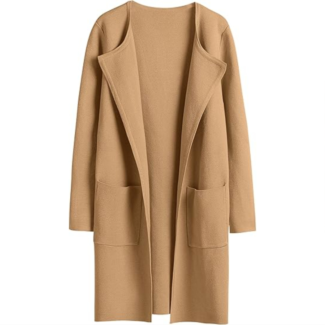 Open Front Knit Long Cardigan Coat With Pockets For Women - Image 13